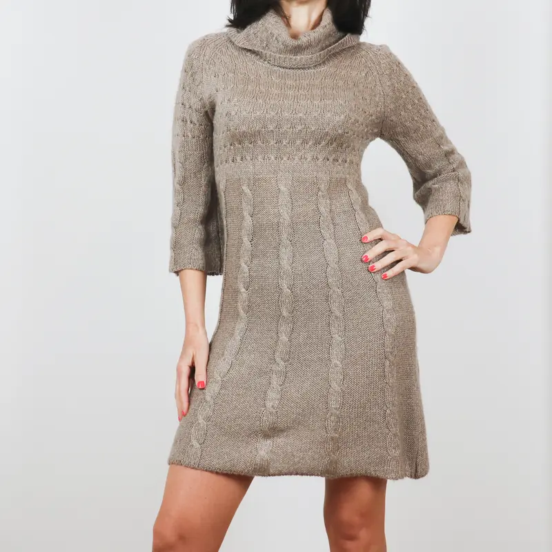 Vestido de lana marrón Mango