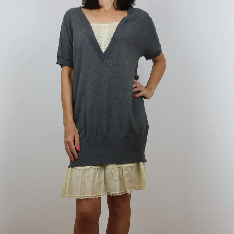 Vestido de manga corta gris 2 en 1