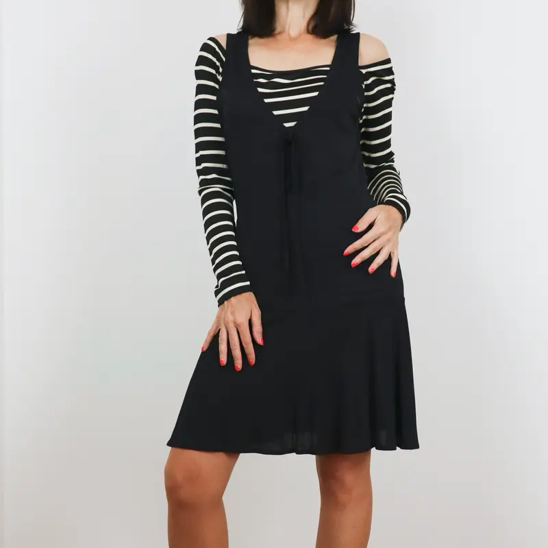 Vestido de manga larga negro 2 en 1
