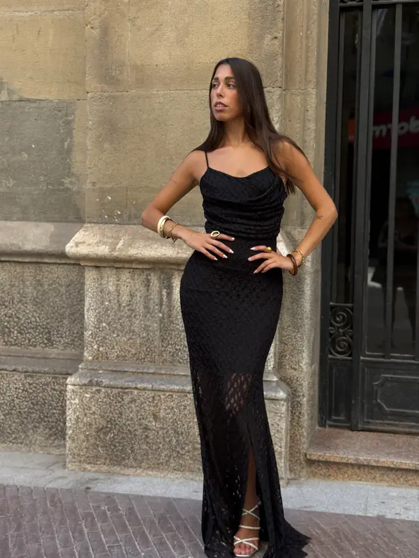 Vestido drapeado blonda Elisa