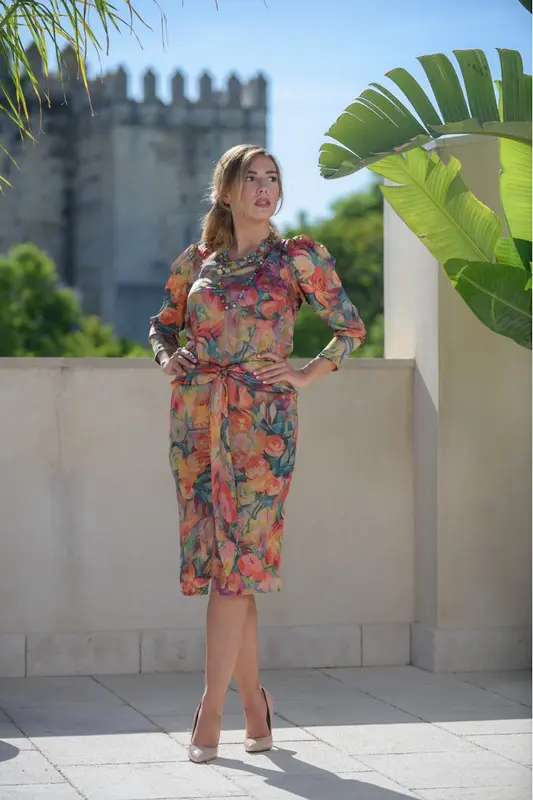 Vestido flores acuarela Káhyra