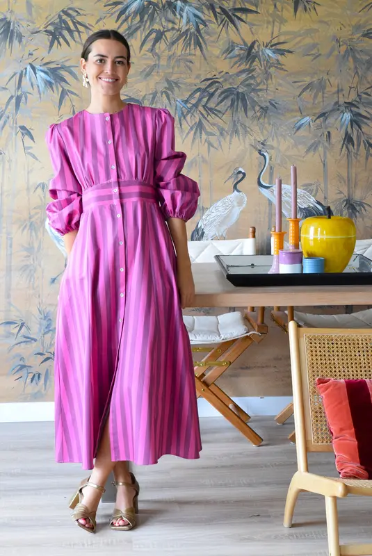 VESTIDO JIMENA - RAYAS ROSAS - PREORDER 15 SEPTIEMBRE