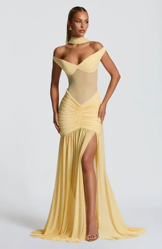 VESTIDO LARGO ALAIA - LIMÓN