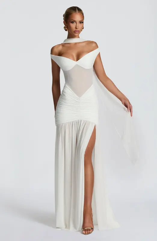 VESTIDO LARGO ALAÏA - MARFIL