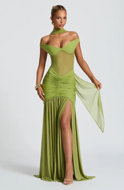 VESTIDO LARGO ALAIA - OLIVA