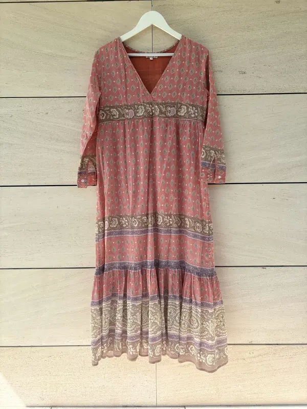 Vestido largo algodón estampado