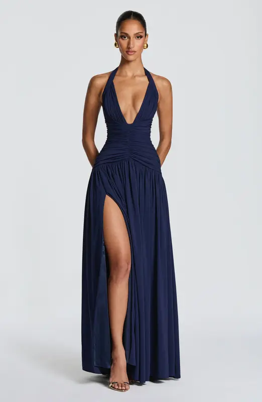 VESTIDO LARGO AMARIS - AZUL MARINO