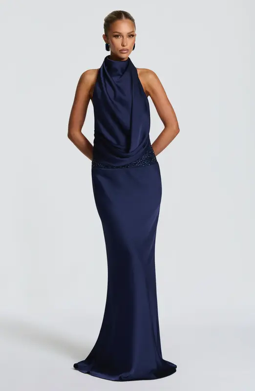 VESTIDO LARGO ARMELLE - AZUL MARINO