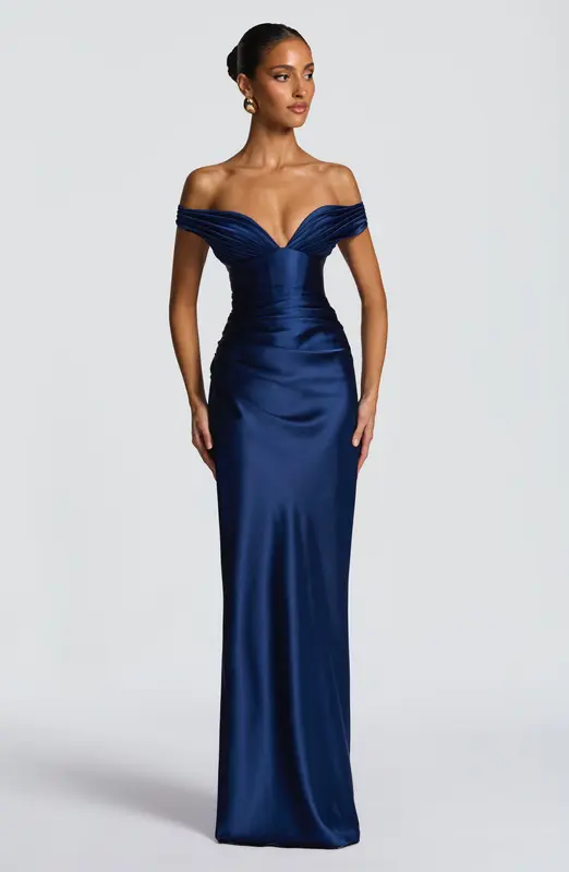 VESTIDO LARGO AURELIA - AZUL MARINO