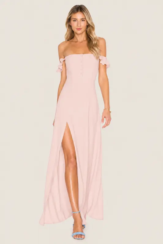 Vestido Largo Bardot Pink
