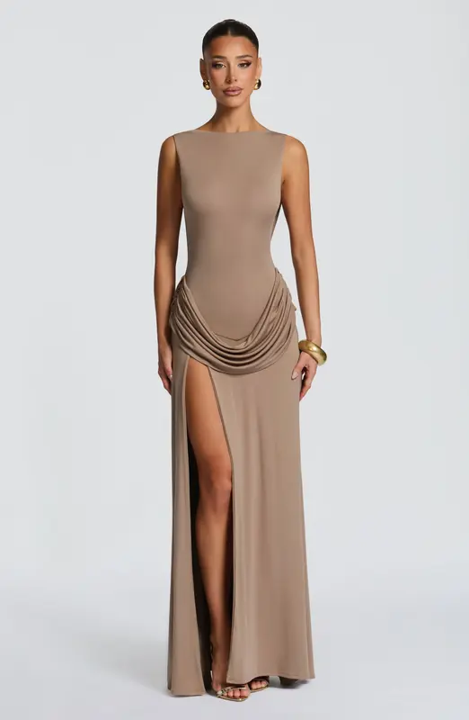 VESTIDO LARGO BRUNA - PIEDRA