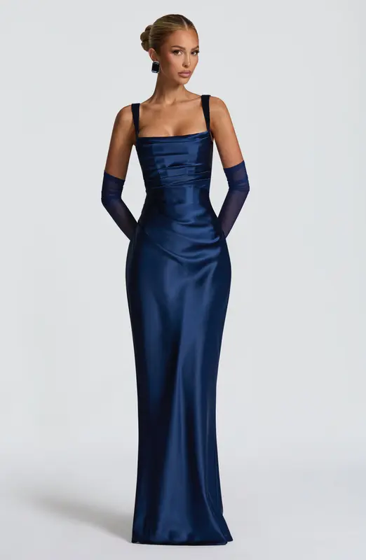 VESTIDO LARGO CALANTHE - AZUL MARINO