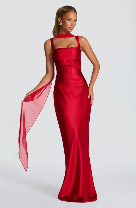 VESTIDO LARGO CALANTHE - ROJO