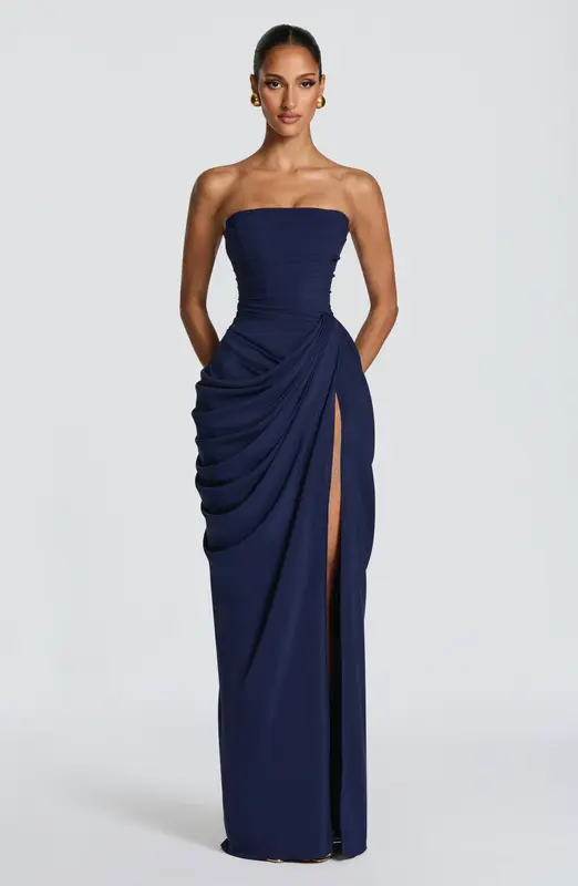 VESTIDO LARGO CYRA - AZUL MARINO