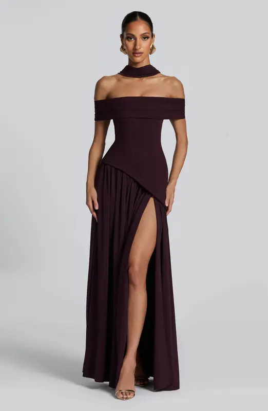 VESTIDO LARGO DELILAH - CIRUELA