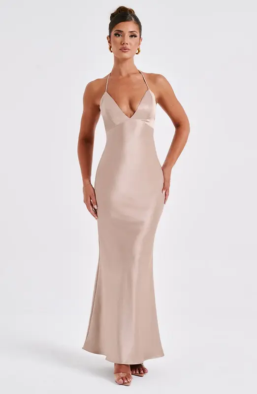 VESTIDO LARGO DELPHINE - CHAMPÁN