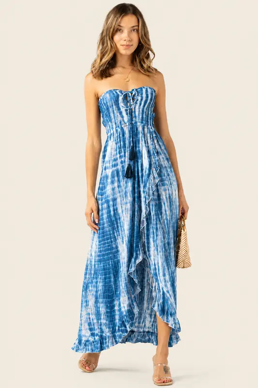 Vestido Largo Flynn - Tie Dye Navy Stone White