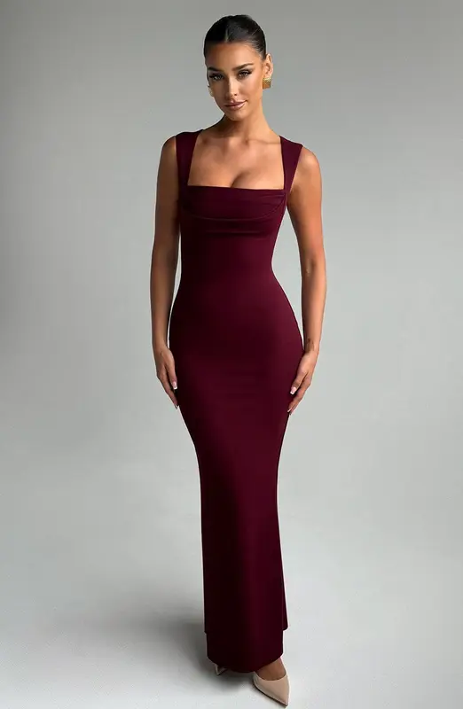 VESTIDO LARGO HELENA - LACA CEREZA
