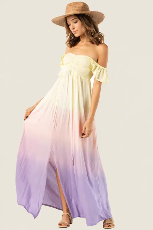 Vestido Largo Hollie - Yellow Peach Lavender