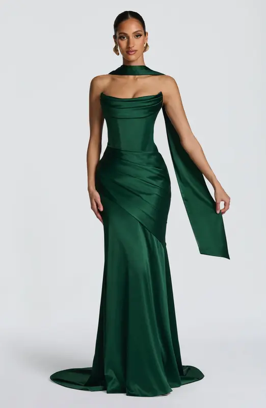 VESTIDO LARGO KENSINGTON - ESMERALDA