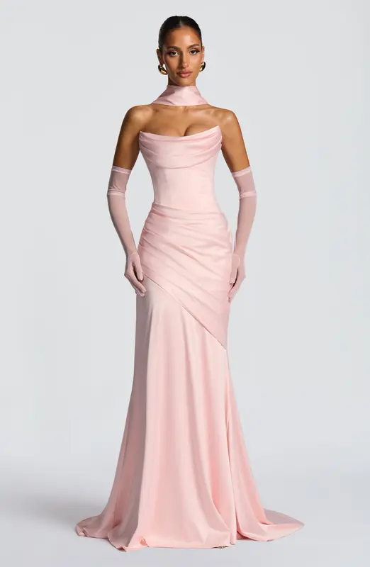 VESTIDO LARGO KENSINGTON - ROSA CLARO