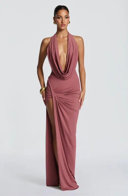 VESTIDO LARGO KINGSLEY - MARRÓN ROSADO