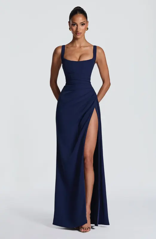 VESTIDO LARGO LALEH - AZUL MARINO