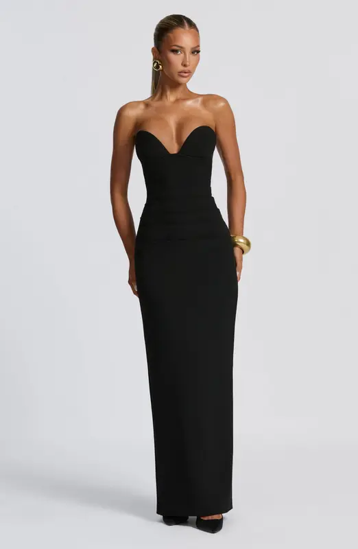 VESTIDO LARGO LINDSEY - NEGRO