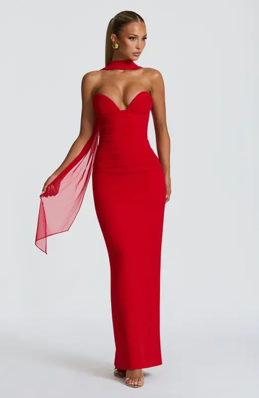 VESTIDO LARGO LINDSEY - ROJO