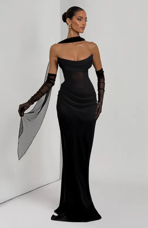 VESTIDO LARGO LIORA - NEGRO