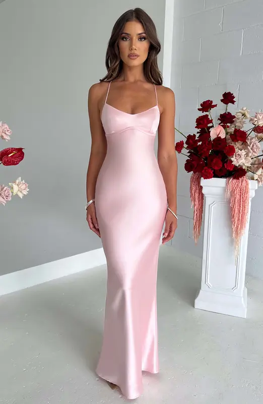 VESTIDO LARGO MALIKA - ROSA EMPOVO