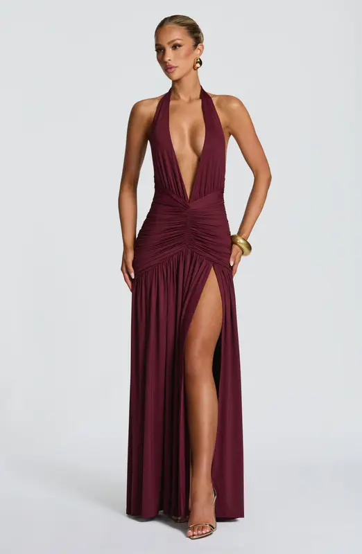 VESTIDO LARGO MELANIA - LACA CEREZA