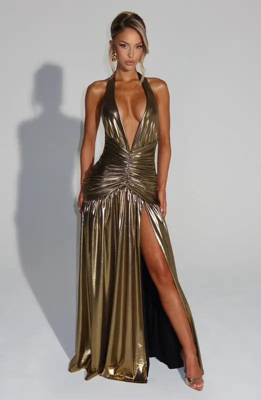 VESTIDO LARGO MELANIA - ORO