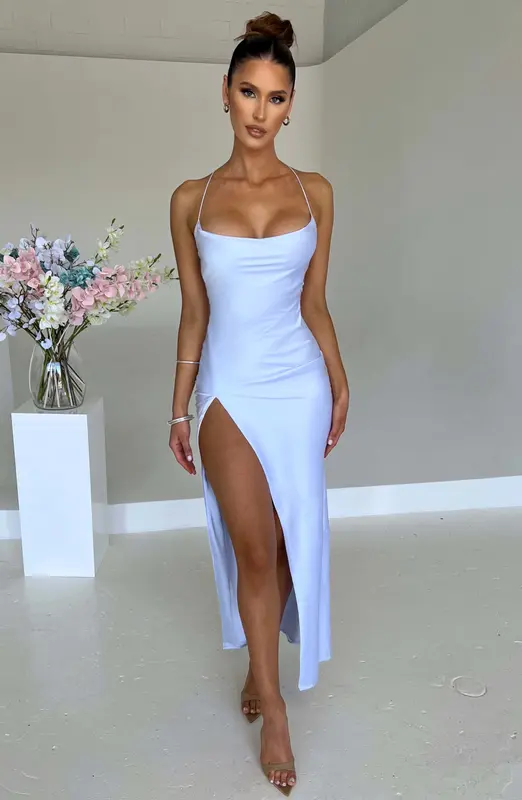 VESTIDO LARGO MISHA - AZUL CLARO