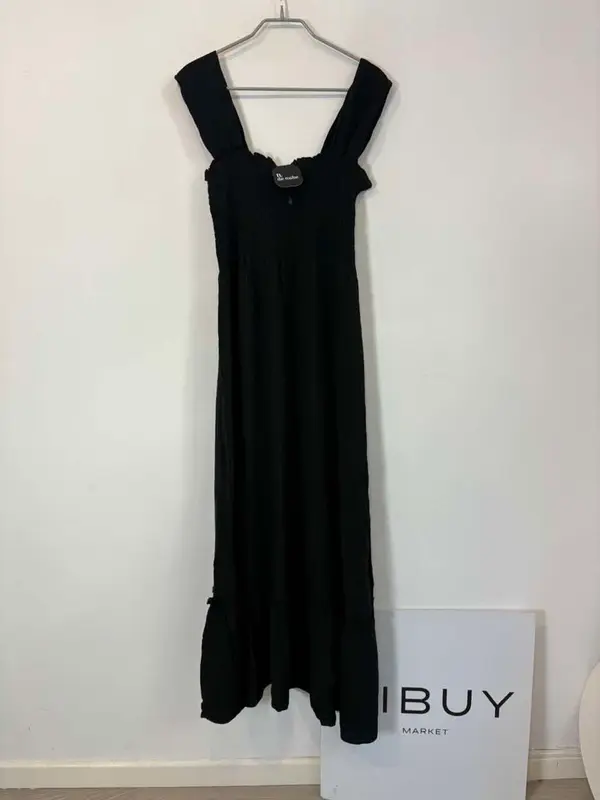 Vestido largo negro bambula