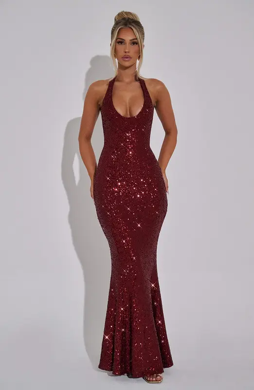 VESTIDO LARGO ODETTE - VINO