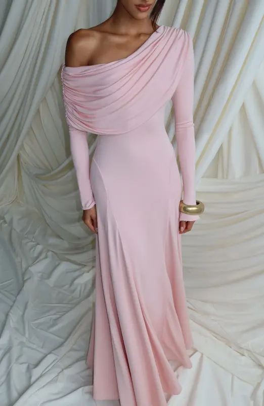 VESTIDO LARGO RAFAELA - COLOR ROSA SUAVE