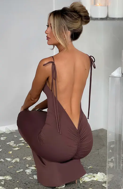 VESTIDO LARGO SANYA - CHOCOLATE