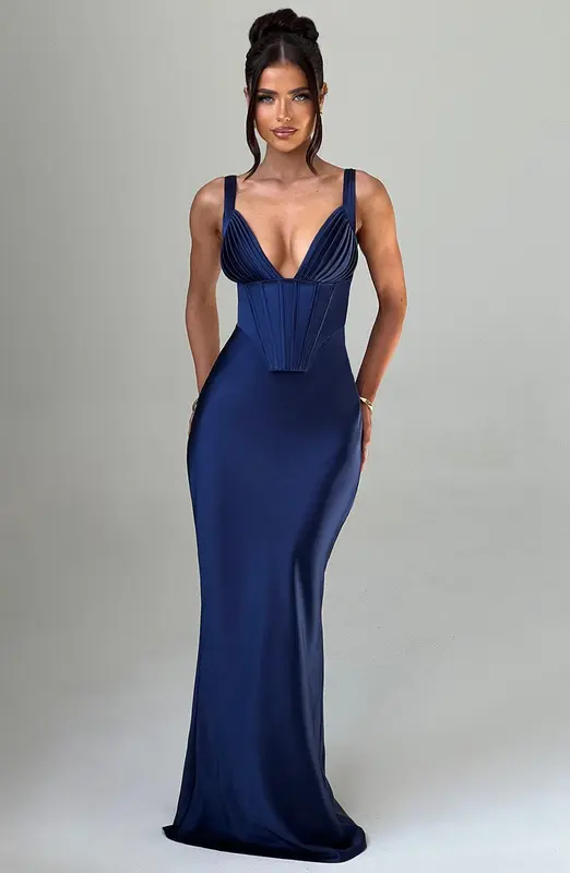 VESTIDO LARGO SHAE - AZUL MARINO