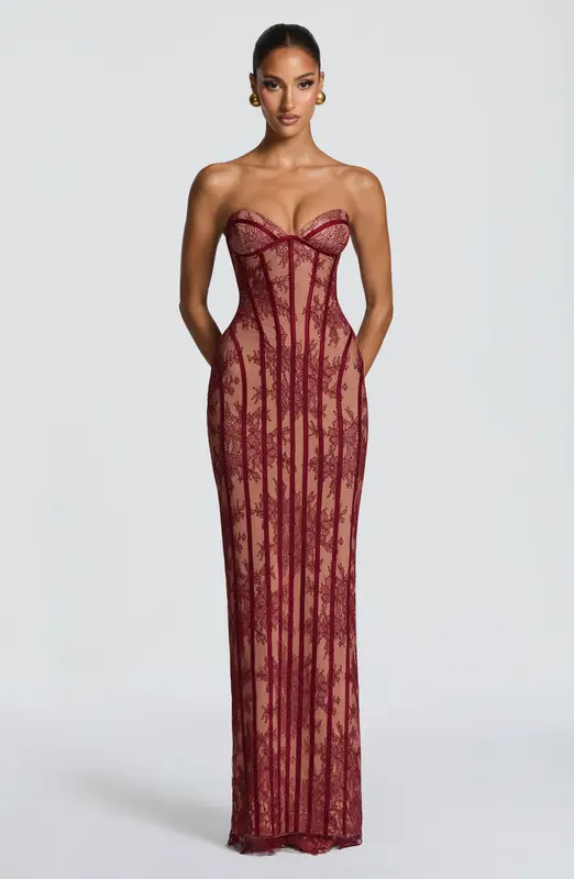 VESTIDO LARGO SIAN - BORGOÑA