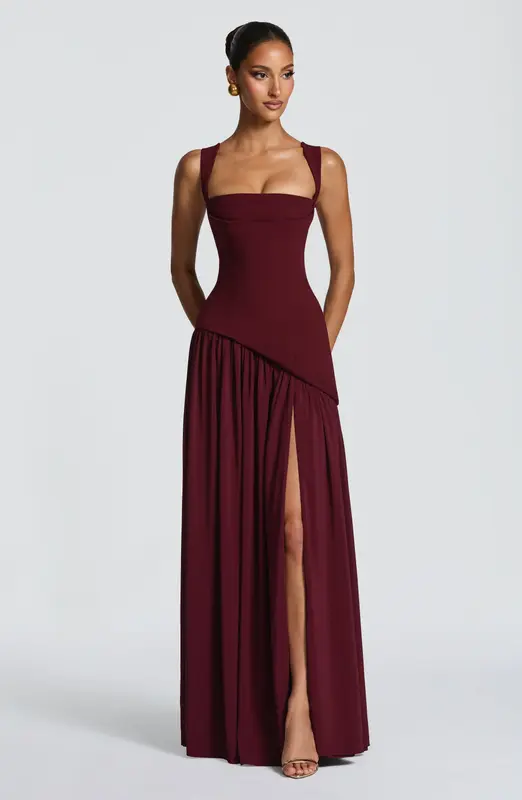 VESTIDO LARGO TULLULAH - LACADO CEREZA