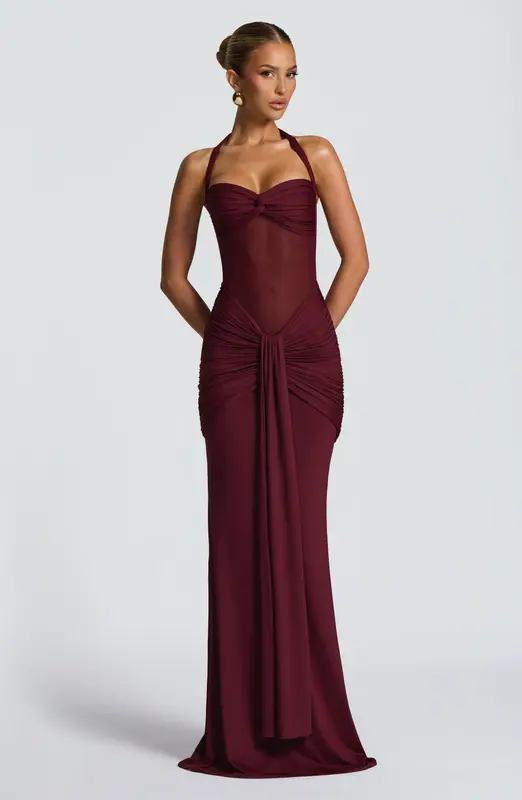 VESTIDO LARGO VIXEN - LACA CEREZA