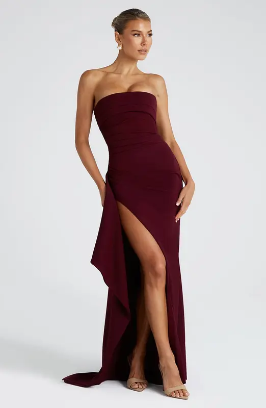 VESTIDO LARGO ZAFIRA - LACA CEREZA