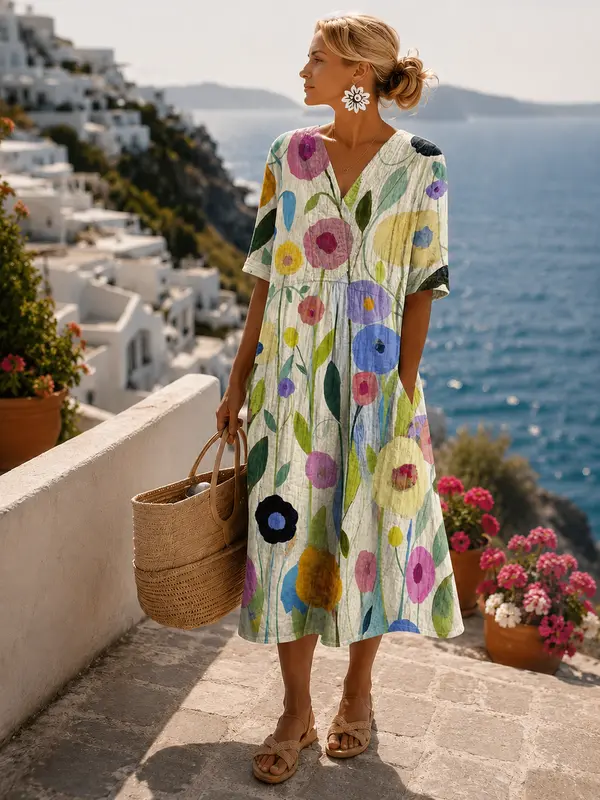Vestido Martina™ | Midi floral colorido y fluido