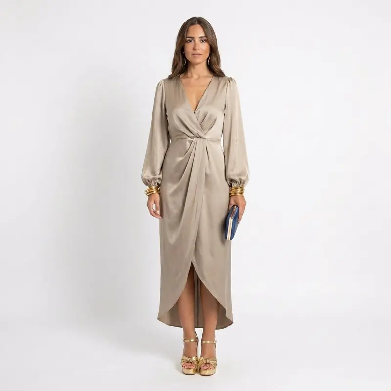 Vestido Martina™ | Vestido de noche midi con drapeado central