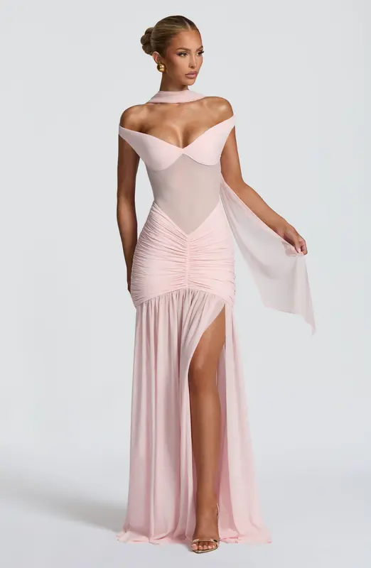 VESTIDO MAXI ALAIA - ROSA EMPOLVADO