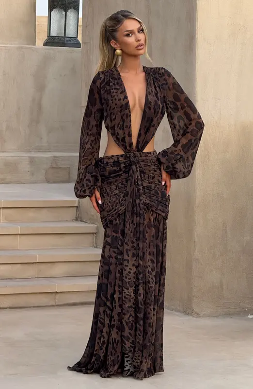 VESTIDO MAXI ANDRINA - ESTAMPADO LEOPARDO