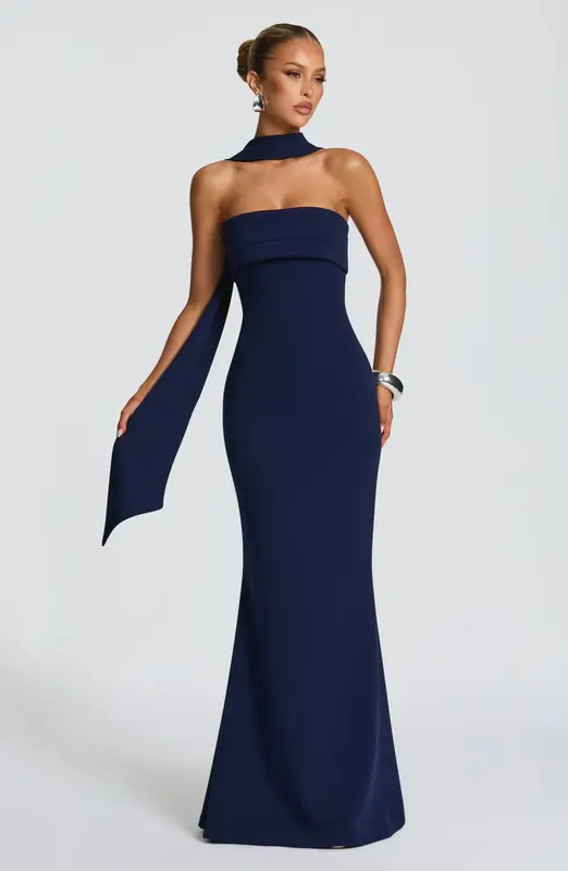 VESTIDO MAXI LEURA - AZUL MARINO