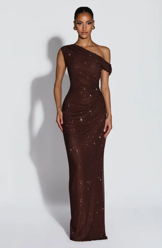 VESTIDO MAXI OTTILIE - MARRÓN CIRUELA
