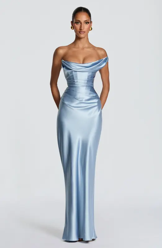 VESTIDO MAXI THALASSA - AZUL GLACIAR